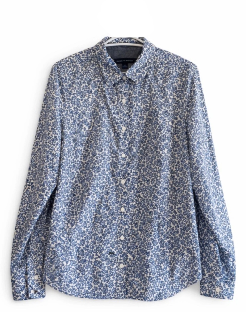 Tommy Hilfiger Blue Floral Button-Down Collared Cotton Shirt – Small EUC